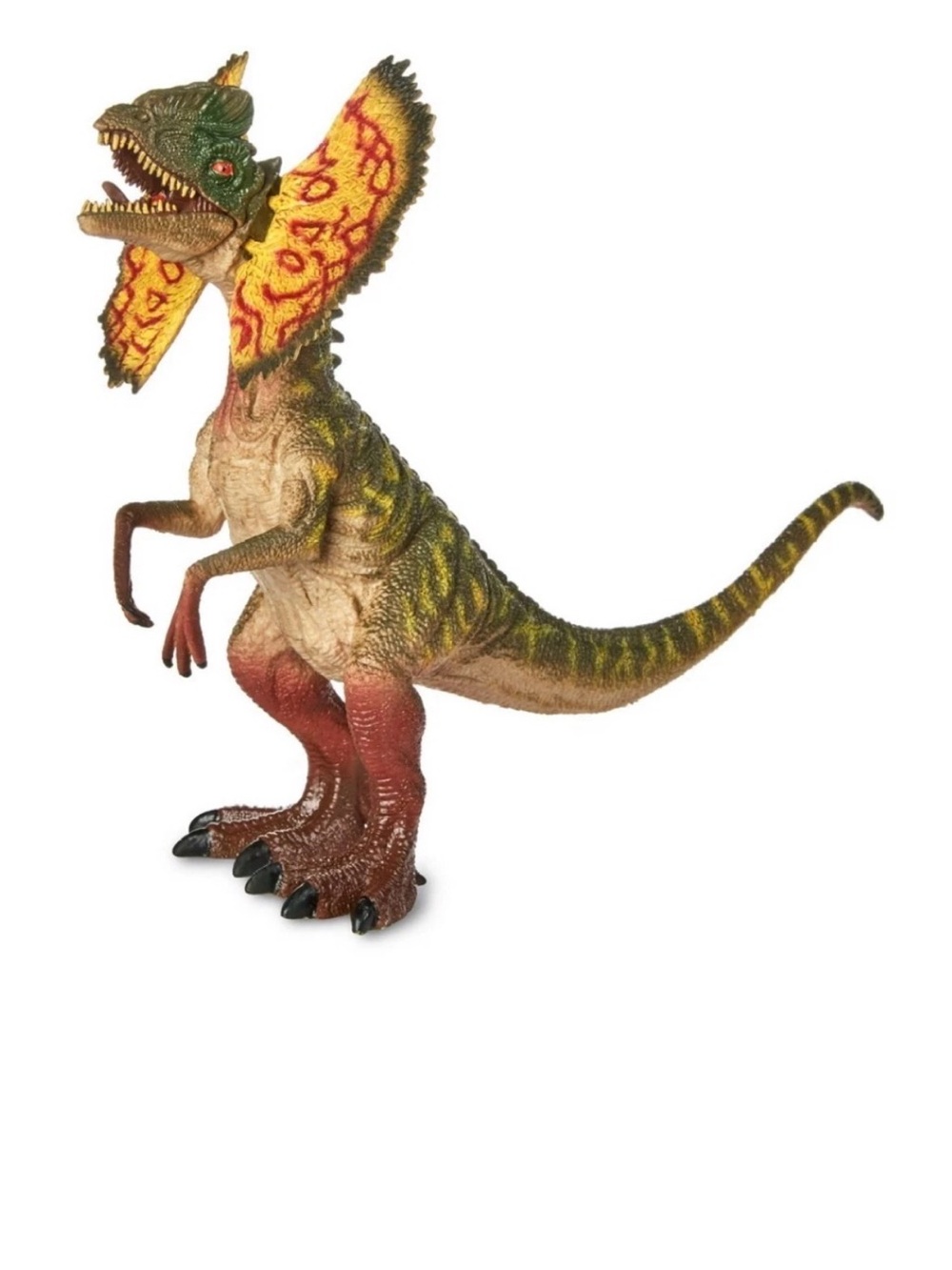 Dilophosaurus Action Figure - Green, Yellow & Red Dinosaur Toy